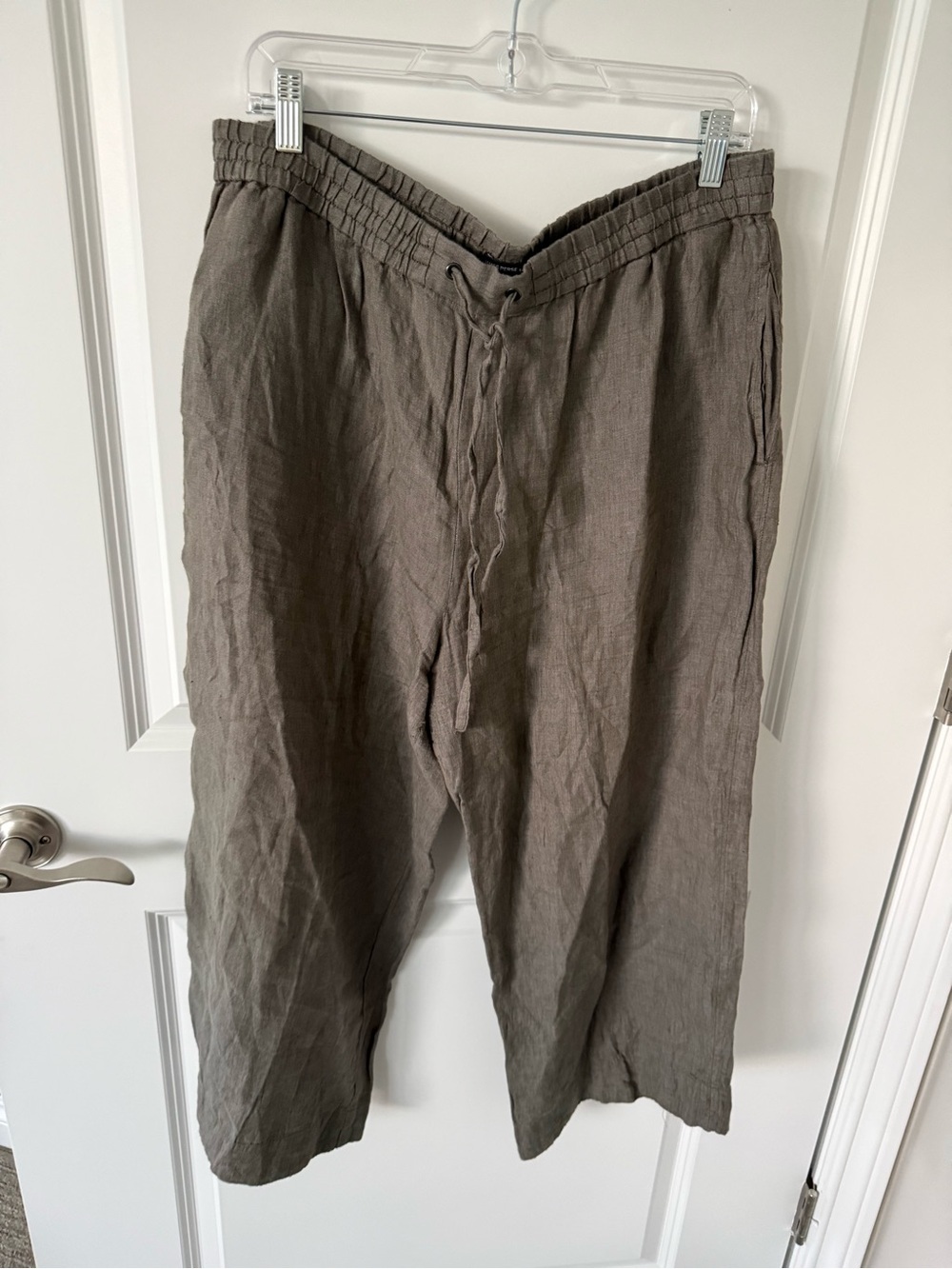 James Perse Linen Wide Leg Crop Pants Size Large